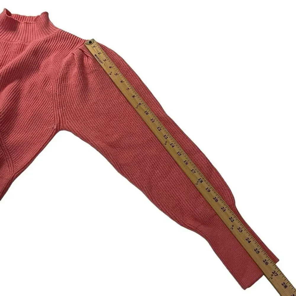 ASTR The Label Women's Mock Neck Puffed Sleeves Knit Pullover Sweater Size Large